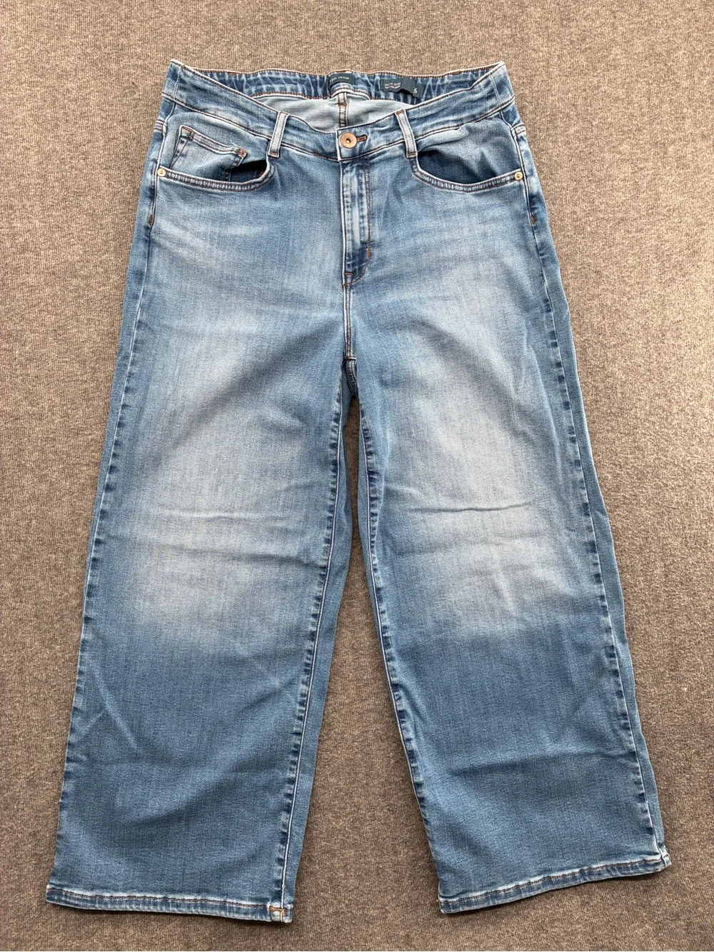 J. Jill Light Blue High-Rise Wide-Leg Jeans for Women 16 crop